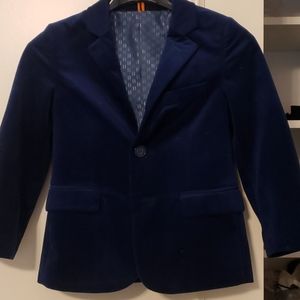 Boys dark cobalt velvet blazer